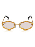 Celebrity Clear Gold-Toned Metal Rimless UV Protected  Crystal Sunglasses For Women CL125GD-CM
