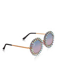 Celebrity Pink Gold-Toned Metal Rimless UV Protected  Crystal Round Sunglasses For Women CL152PK