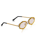 Celebrity Clear Gold-Toned Metal Rimless UV Protected  Crystal Oval Sunglasses For Women CL157TP