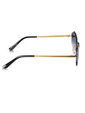 Celebrity Blue Gold-Toned Metal Rimless UV Protected  Crystal-Embellished Geometric Sunglasses For Women CL134BL