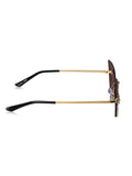 Celebrity Brown Gold-Toned Metal Rimless UV Protected  Butterfly Crystal Sunglasses For Women CL147BR