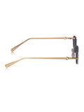 Celebrity Black Gold-Toned Metal Rimless UV Protected  Crystal Oval Sunglasses For Women CL154BK