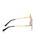 Celebrity Yellow Gold-Toned Metal Rimless UV Protected  Star Crystal Sunglasses For Women CL132YL