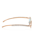 Celebrity Blue Gold-Toned Metal Rimless UV Protected  Oval Luxe Sunglasses For Women CL112BL