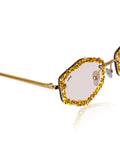 Celebrity Clear Gold-Toned Metal Rimless UV Protected  Crystal Sunglasses For Women CL125GD-CM