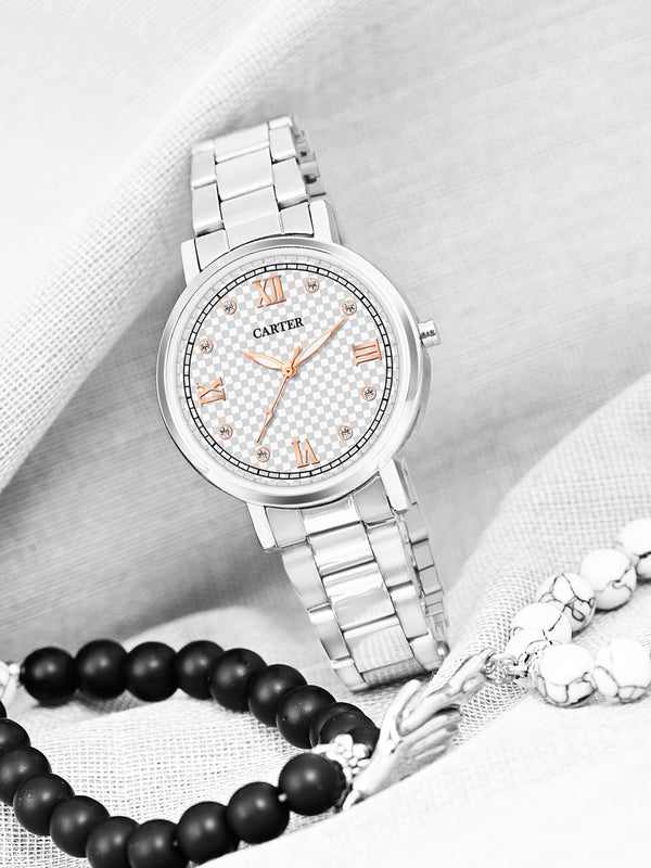 Sandy D Carter Metal Silver Analogue Round Watches for Women_Sandy D Carter-151-SL