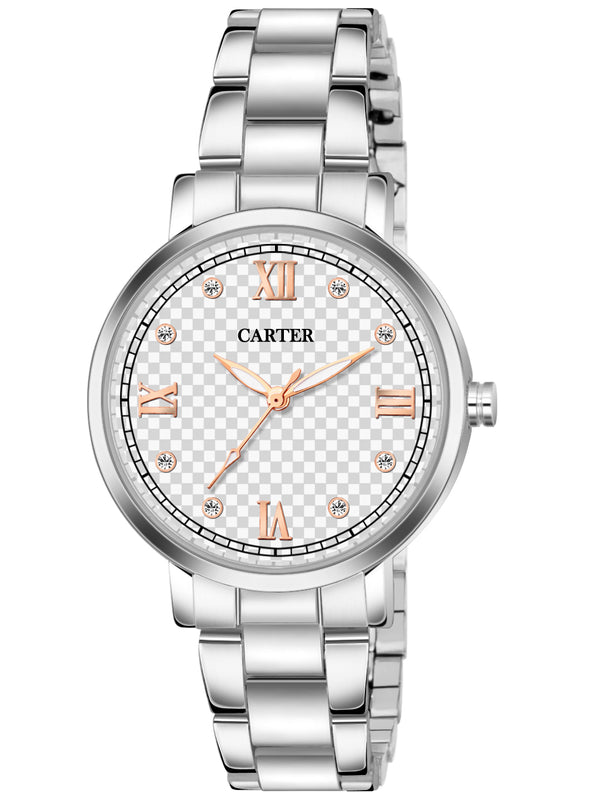 Sandy D Carter Metal Silver Analogue Round Watches for Women_Sandy D Carter-151-SL