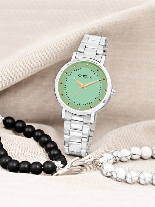 Sandy D Carter Metal Green Analogue Round Watches for Women_Sandy D Carter-146-GR
