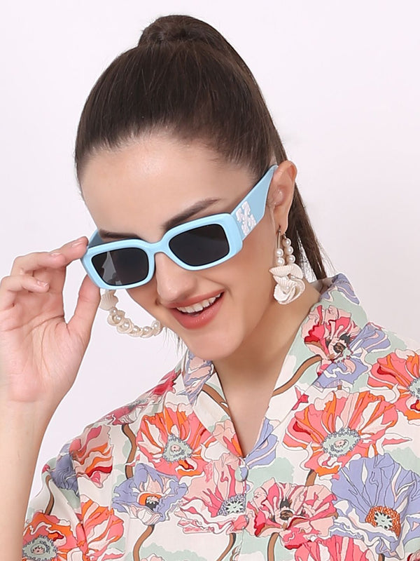 Celebrity Full Rim Blue Plastic Frame With Black UV Protected Lens Wayfarer Sunglasses for Men & Women_8216-4