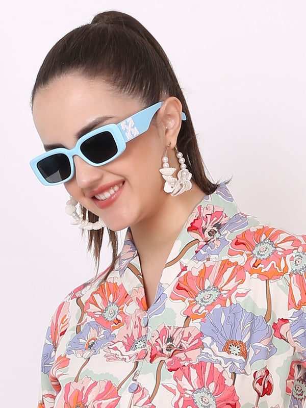 Celebrity Full Rim Blue Plastic Frame With Black UV Protected Lens Wayfarer Sunglasses for Men & Women_8217-4