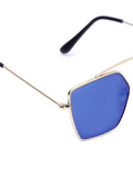 Prime Blue Geometric Hexagonal One Size Metal UV Sunglasses-OL104BL