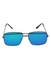 Celebrity Full Rim Black Metal Frame With Blue UV Protected Lens Squire Sunglasses for Men & Women_7603607