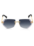 Celebrity Black Gold-Toned Metal Rimless UV Protected  Luxe Rim Sunglasses For Women CL106BK