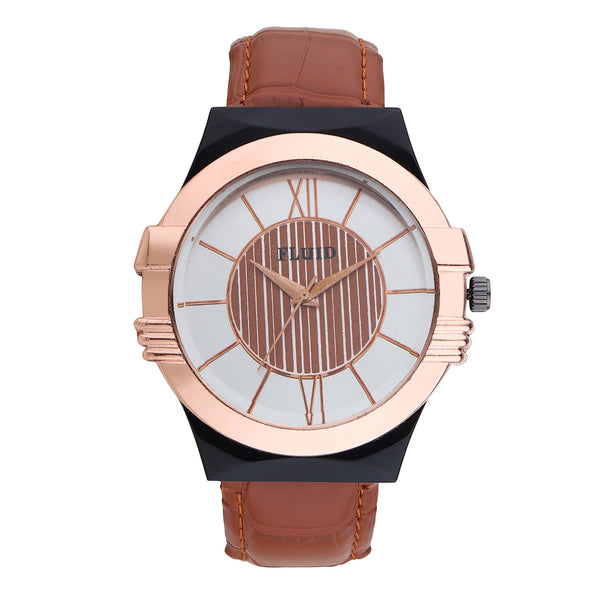 FLUID Tan Leather Strap Watches For Men FLWatch23-021-SL02