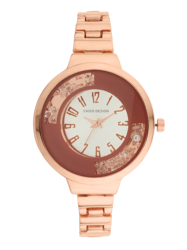 Fluid Rose Gold Stylish Analog Metal Watch For Women SDWatch24-G11