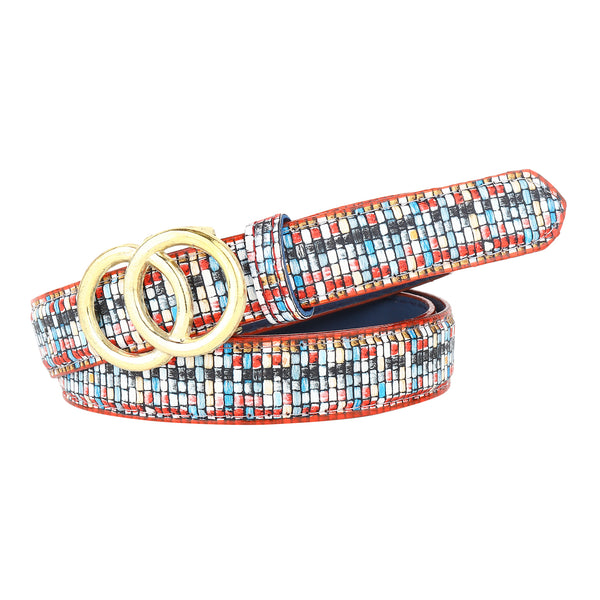 Sandy D Carter Women Red Synthetic Leather Waist Belt for Jeans & Formal Paint SDC-22-541-PTRD
