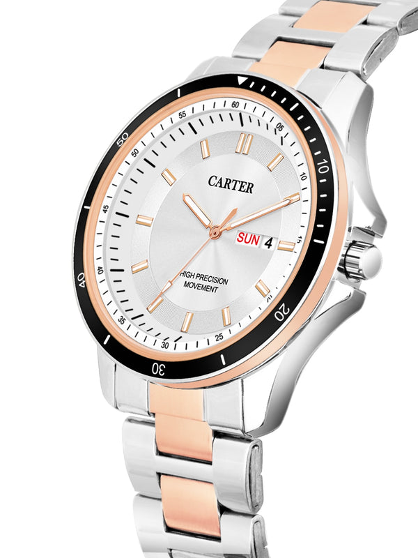 Sandy D Carter Metal Silver Analogue Round Watches for Men_Sandy D Carter-177-RG-SL