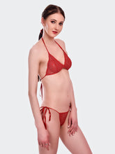 Fleurt Red Lycra Net Bikni Set I Lingerie Set - One Size (Free Size) For Women Fleurt-Set-208-NEW-RD