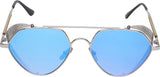Prime Blue Round One Size Metal UV Sunglasses-OL153BL