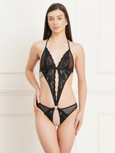Fleurt Black Power Net+Spendex net Babydoll with Robe Dress for Women Fleurt25-BD-SH-LTDBK-1014_BK