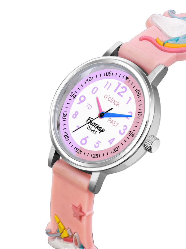 Fantasy World Brown 3D Print Rubber Strap Time Teacher Analog Watch Boys & Girls FW-25-SL-08