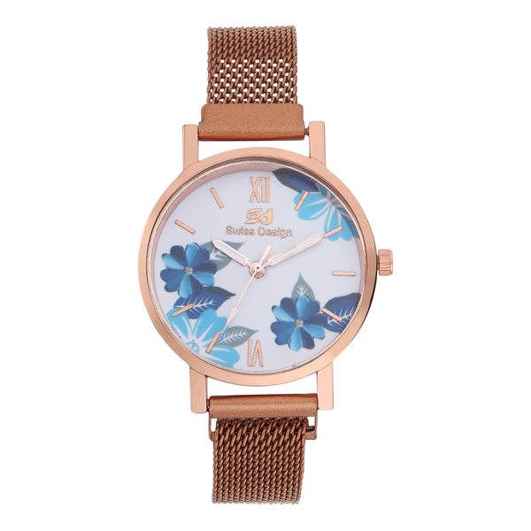 Fluid Rose Gold Stylish Analog Magntic Strap Watch For Women SDWatch24-016-RG02
