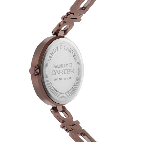 Sandy D Carter Metal Brown Analogue Round Watches for Women_SDC24-17-BR