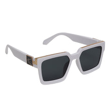 Celebrity White Plastic Frame With Black UV Protected Lens Rectangular Sunglasses for Men & Women_CLIMB-01