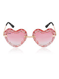Celebrity Pink Gold-Toned Metal Rimless UV Protected  Heart Crystal Sunglasses For Women CL104PK