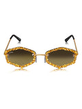 Celebrity Brown Gold-Toned Metal Rimless UV Protected  Crystal Sunglasses For Women CL124GD-BR
