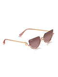 Celebrity Purple Gold-Toned Metal Rimless UV Protected  Crystal Curve Sunglasses For Women CL166PR
