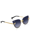 Celebrity Blue Gold-Toned Metal Rimless UV Protected  Butterfly Crystal Sunglasses For Women CL146BL
