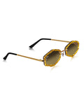 Celebrity Brown Gold-Toned Metal Rimless UV Protected  Crystal Sunglasses For Women CL124GD-BR