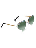 Celebrity Green Gold-Toned Metal Rimless UV Protected  Crystal-Embellished Geometric Sunglasses For Women CL136GR