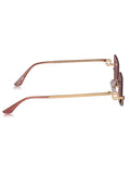 Celebrity Purple Gold-Toned Metal Rimless UV Protected  Crystal Curve Sunglasses For Women CL166PR