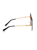 Celebrity Brown Gold-Toned Metal Rimless UV Protected  Star Crystal Sunglasses For Women CL129BR