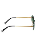 Celebrity Green Gold-Toned Metal Rimless UV Protected  Crystal-Embellished Geometric Sunglasses For Women CL136GR
