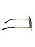 Celebrity Blue Gold-Toned Metal Rimless UV Protected  Butterfly Crystal Sunglasses For Women CL146BL