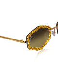 Celebrity Brown Gold-Toned Metal Rimless UV Protected  Crystal Sunglasses For Women CL124GD-BR