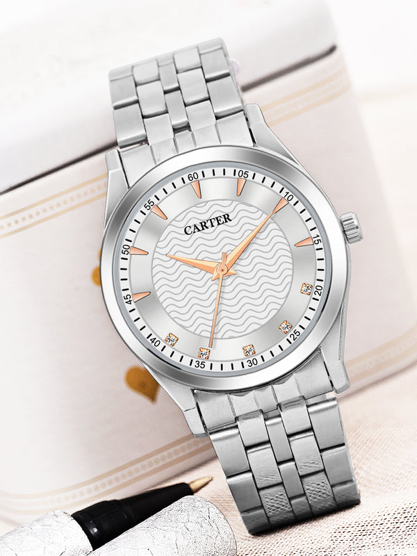 Sandy D Carter Metal White Analogue Round Watches for Men_Sandy D Carter-204-GWH