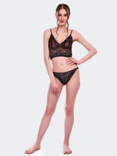 Fleurt Black Lycra Lace Lingerie Set - One Size (Free Size) For Women Fleurt-Set-170-NEW-BK