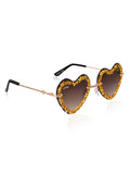 Celebrity Brown Gold-Toned Metal Rimless UV Protected  Heart Crystal Sunglasses For Women CL103BR