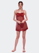 Fleurt Maroon Power Net Honey Moon Dress Dress for Women HOBF-BD-1024-MR