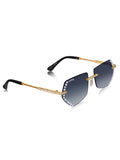 Celebrity Black Gold-Toned Metal Rimless UV Protected  Luxe Rim Sunglasses For Women CL106BK