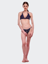 Fleurt Navy Blue Lycra Net Bikni Set I Lingerie Set - One Size (Free Size) For Women Fleurt-Set-206-N.BL