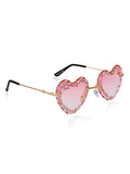 Celebrity Pink Gold-Toned Metal Rimless UV Protected  Heart Crystal Sunglasses For Women CL104PK