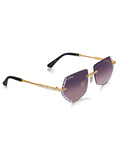 Celebrity Purple Gold-Toned Metal Rimless UV Protected  Luxe Rim Sunglasses For Women CL110PR