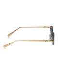 Celebrity Black Gold-Toned Metal Rimless UV Protected  Crystal Sunglasses For Women CL127SL-BK