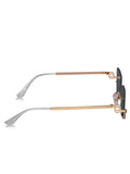 Celebrity Black Gold-Toned Metal Rimless UV Protected  Crystal Curve Sunglasses For Women CL163BK