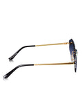 Celebrity Black Gold-Toned Metal Rimless UV Protected  Crystal-Embellished Geometric Sunglasses For Women CL133BK